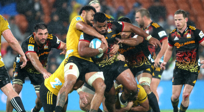 The Chiefs, in black, have been clearly the best team in Super Rugby 2023. PHOTO/GETTY IMAGES
