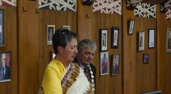 Masterton’s first Maori Ward councillor MaramaTuuta, with Masterton Mayor Gary Caffell. PHOTO/FILE